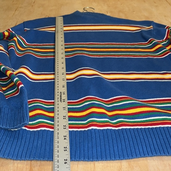 Lauren Ralph Lauren blue quarter zip collared sweater multicolored stripes - Picture 5 of 6